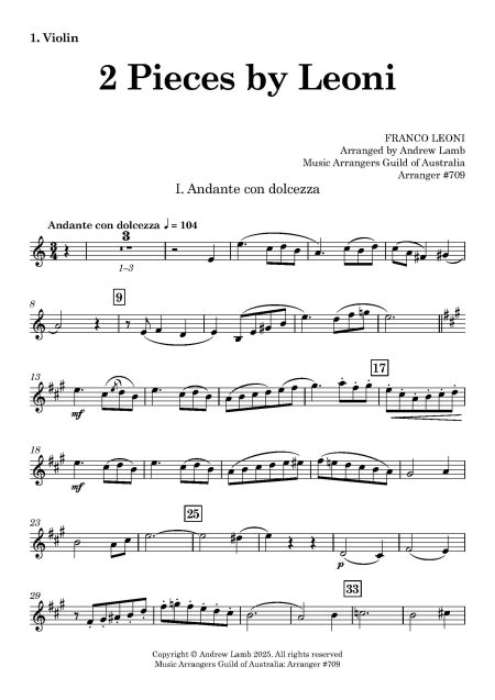 Franco LEONI | 2 Pieces | for String Quintet - Image 2
