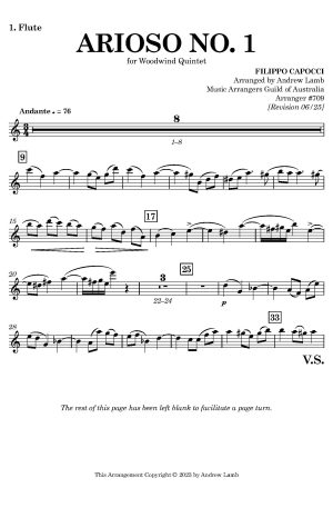 Filippo Capocci | Arioso No. 1 | for Wind Quintet