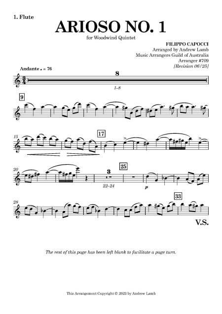 Filippo Capocci | Arioso No. 1 | for Wind Quintet - Image 2