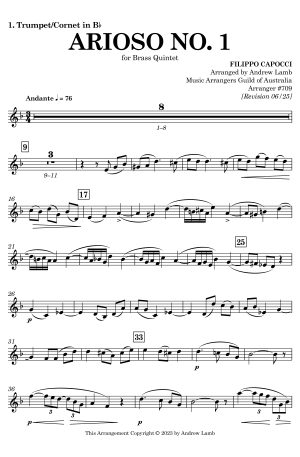 Filippo Capocci | Arioso No. 1 | for Brass Quintet