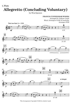 Francis Cunningham Woods | Allegretto | for Wind Quintet