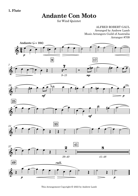 Andante Con Moto (by A R Gaul, arr. for Wind Quintet) - Image 2