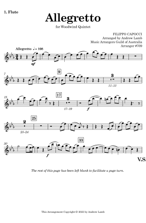 Filippo Capocci | Allegretto | for Wind Quintet