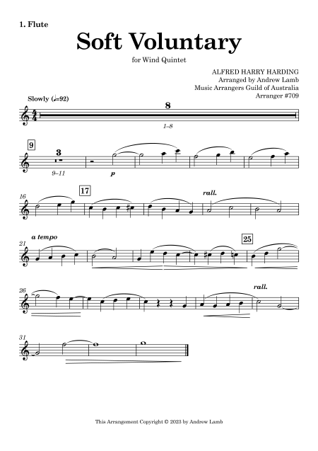 Alfred Harry Harding | Soft Voluntary | for Wind Quintet - Image 2