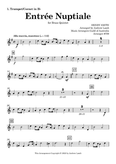 Henry Smith | Entrée Nuptiale | for Brass Quintet - Image 2