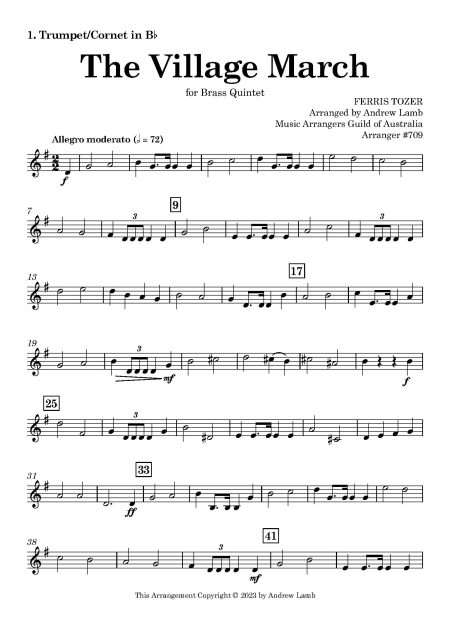 Ferris Tozer | The Village March | for Brass Quintet - Image 2