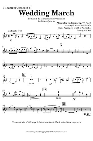 Alexandre Guilmant | Wedding March, Op. 77, No. 2 | for Brass Quintet
