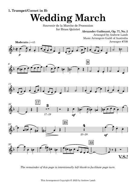 Alexandre Guilmant | Wedding March, Op. 77, No. 2 | for Brass Quintet - Image 2