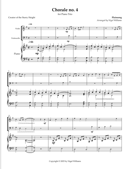Chorale no. 4, Creator of the Starry Height, for Piano Trio