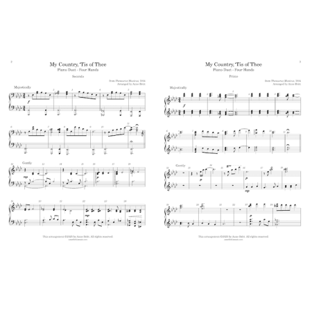 My Country, 'Tis of Thee - intermediate piano duet - Image 2