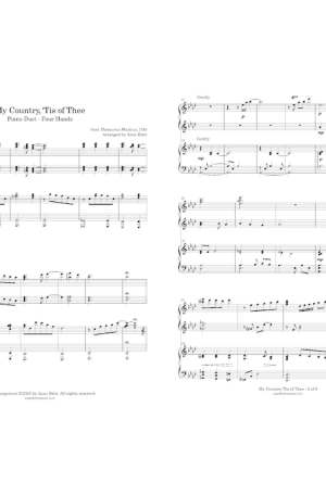My Country, ‘Tis of Thee – intermediate piano duet