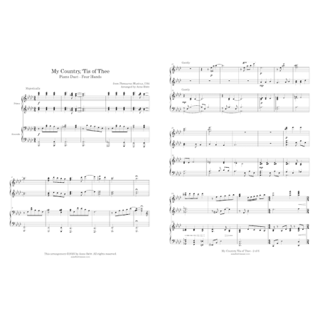 My Country, 'Tis of Thee - intermediate piano duet - Image 3