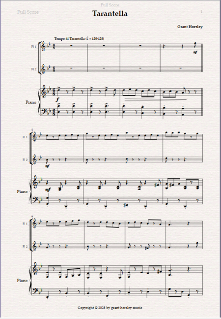 Tarantella for Flute Duet and Piano. - Image 2