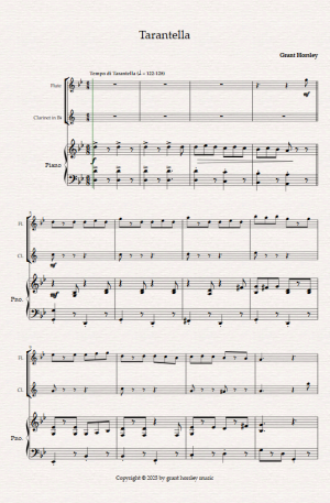 Tarantella for Flute, Clarinet and Piano.