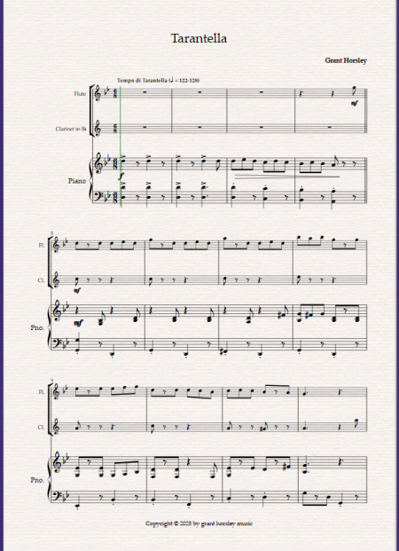 Tarantella for Flute, Clarinet and Piano. - Image 2