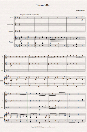 Tarantella for Wind Trio and Piano .(Flute, Clarinet, Bassoon, Piano)