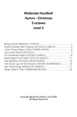 Moderate Handbell Hymns -Christmas (3 octave handbells)