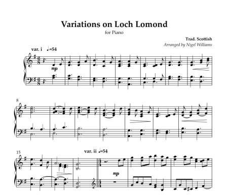 Variations on Loch Lomond, for Piano - Image 2