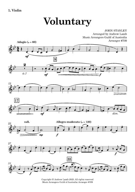 John STANLEY | Voluntary | for String Quintet - Image 2