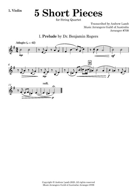 VARIOUS | 5 Short Pieces by English Composers | for String Quartet - Image 2