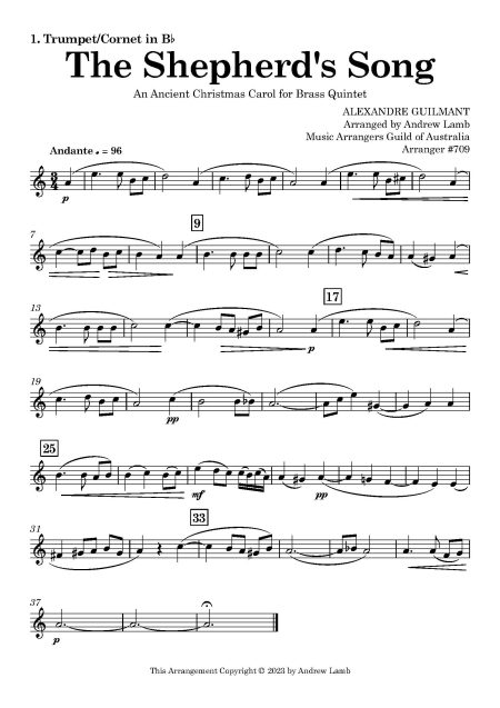 Alexandre Guilmant | The Shepherd's Song | for Brass Quintet - Image 2