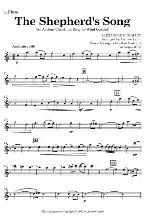 Alexandre Guilmant | The Shepherd’s Song (An Ancient Christmas Carol) | for Wind Quintet