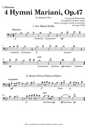 Franciszek Walczyński | 4 Hymni Mariani, Op.47 (for Bassoon Trio)
