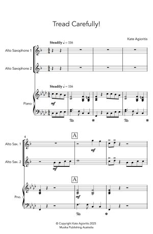 Tread Carefully – Saxophone Duet with Piano Accompaniment