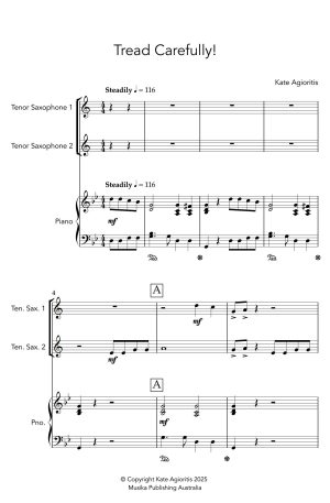 Tread Carefully – Saxophone Duet with Piano Accompaniment