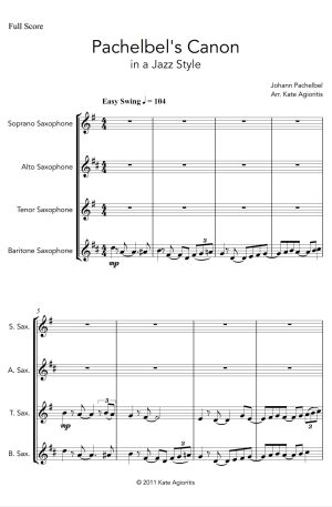 Pachelbel’s Canon – in a Jazz Style for Saxophone Quartet