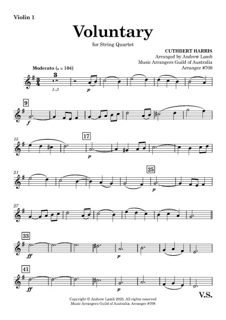 Cuthbert HARRIS | Closing Voluntary | for String Quartet - Image 2