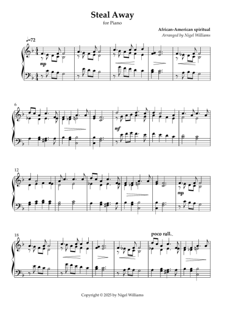 Steal Away, for Piano