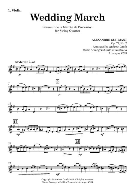 Alexandre Guilmant | Wedding March, Op. 77, No. 2 | for String Quintet - Image 2