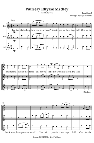 Nursey Rhyme Medley, for Flute Trio
