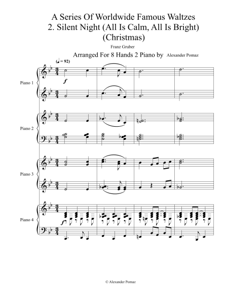 Silent Night - Franz Gruber - Alexander Pomaz - 8 Hands 2 Pianos - Image 2