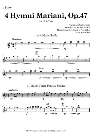 Franciszek Walczyński | 4 Hymni Mariani, Op. 47 | for Flute Trio