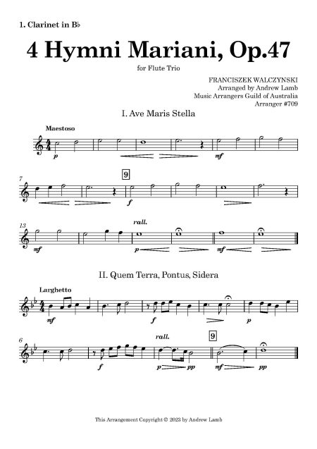 Franciszek Walczyński | 4 Hymni Mariani, Op. 47 | for Clarinet Trio - Image 2