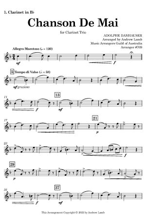 Adolphe Danhauser | Chanson De Mai | for Clarinet Trio