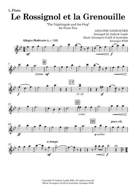 Adolphe DANHAUSER | Le Rossignol et la Grenouille | for Flute Trio - Image 2