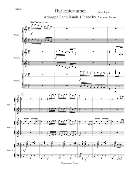 The Entertainer - Scott Joplin - Alexander Pomaz - 6 Hands 1 Piano - Image 2