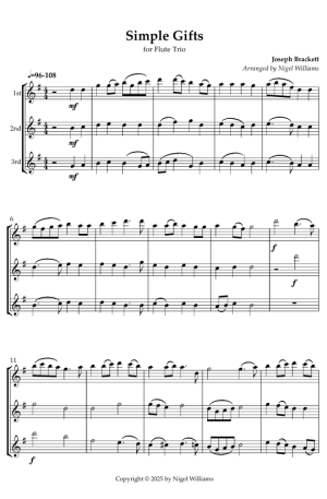 Simple Gifts, for Flute Trio