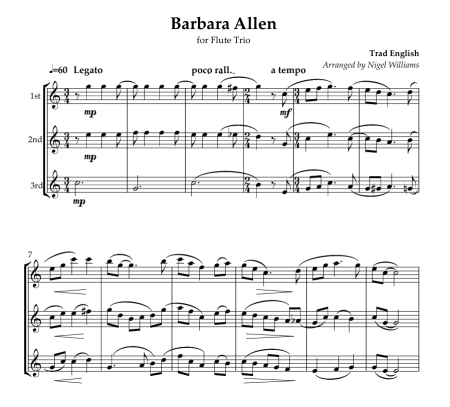 Barbara Allen, for Flute Trio