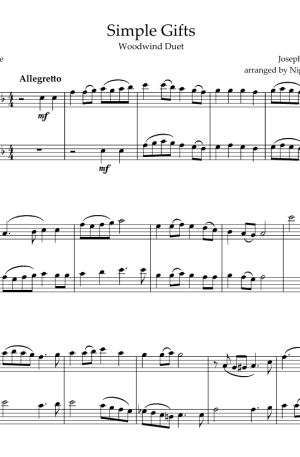 Simple Gifts, for Flute Duet