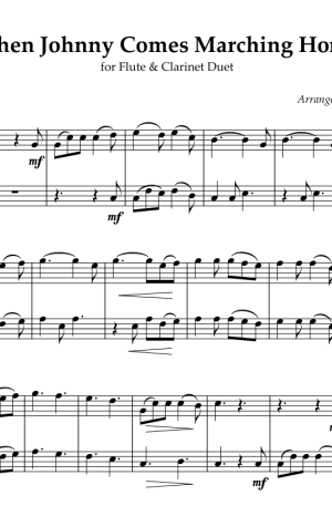 When Johnny Comes Marching Home, for Flute & Clarinet