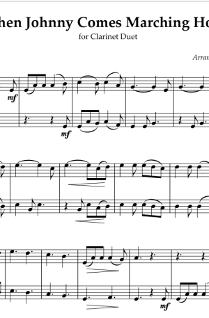When Johnny Comes Marching Home, for Clarinet Duet