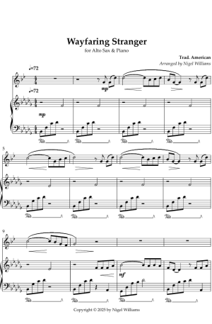Wayfaring Stranger, for Alto Sax & Piano