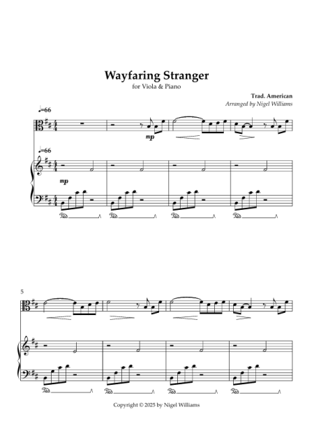 Wayfaring Stranger, for Viola & Piano