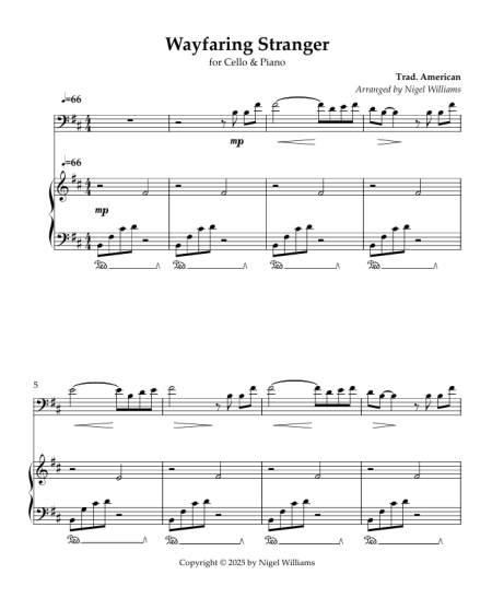 Wayfaring Stranger, for Cello & Piano