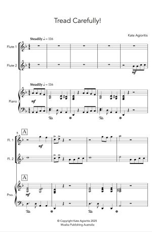 Tread Carefully – Flute Duet with Piano Accompaniment