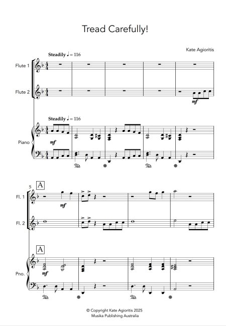 Tread Carefully - Flute Duet with Piano Accompaniment